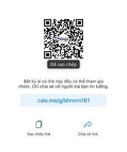 Link và mã QR chia sẻ Group Zalo