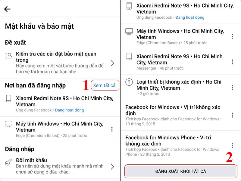 Hướng dẫn gỡ tài khoản facebook khỏi thiết bị khác trên điện thoại